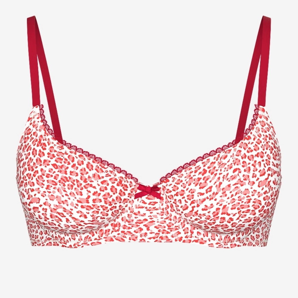 Victoria's Secret Red and Pink Leopard Underwire Bikini Top And Bottom.